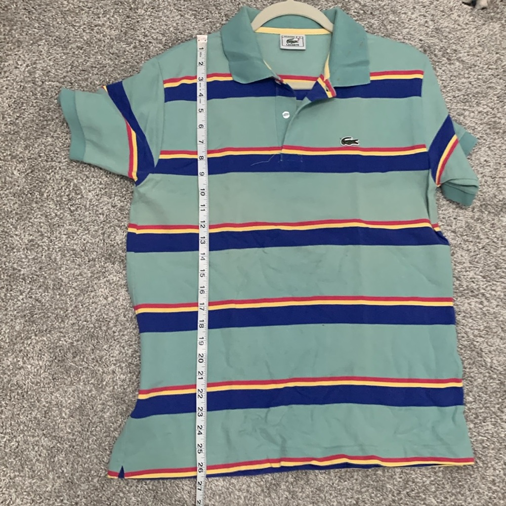 Y2K Lacoste Green Striped Shirt Sleeve Polo Shirt - Picture 6 of 8